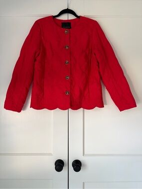 Talbots Scallop Hem Quilted Jacket - Red - Size Small
